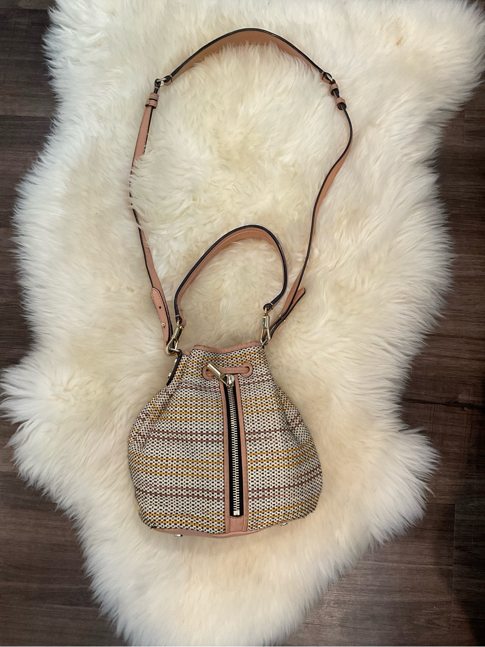 Elizabeth and James Woven Bucket Hobo Bag
